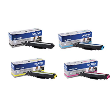 Brother TN227 4 High Yield Color Toner Set (BK/C/M/Y) (1) TN227BK, (1) TN227C, (1) TN227M, (1) TN227...