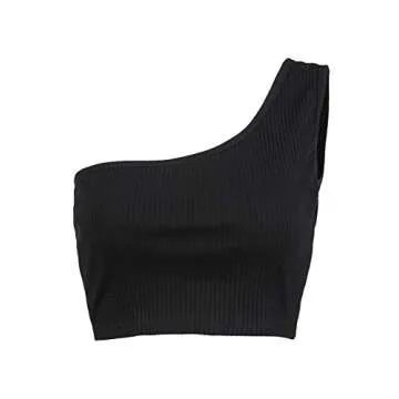 PRETTODAY Womens Sleeveless Crop Tops Sexy Strappy Tees,Black,Small