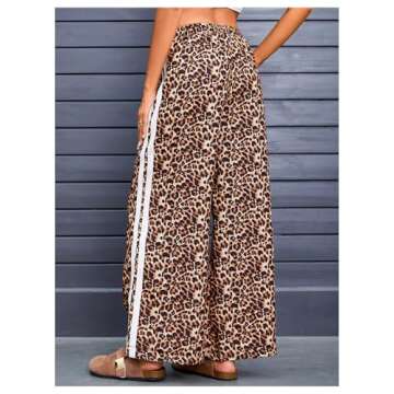 MakeMeChic Women's Women's Leopard Pants Side Stripe Cheetah Print Sweatpants Y2K Elastic Waist Stra...