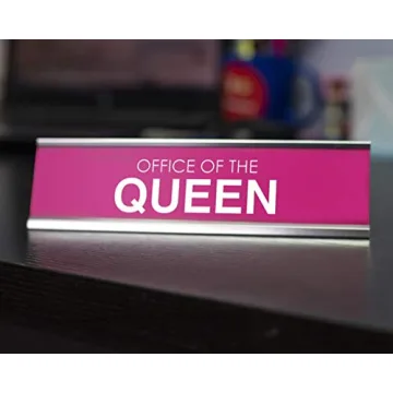 Charming Pink Office of The Queen Novelty Desk Sign