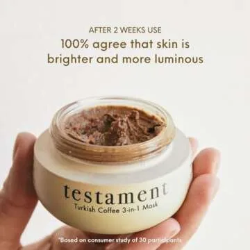 Testament Beauty Turkish Coffee Mask Anti aging Skincare masks Ceramides Niacinamide reduces fine lines wrinkles Vitamin A vitamin E gentle exfoliating inflammation tightens skin deeply moisture