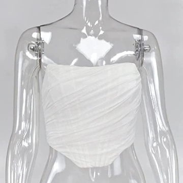 Women's Vintage Strapless Open Back Boned Mesh Bustier Zip Back Corset Bodyshaper Crop Top