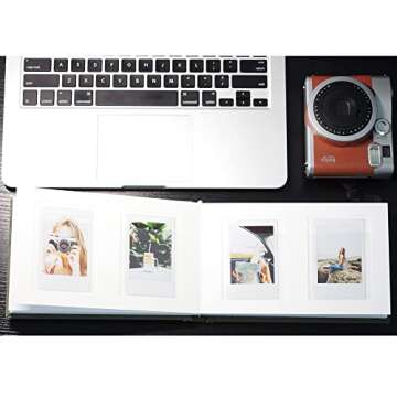 3 Inch Vegan Leather Hardcover Mini Photo Album with Writing Space 52 Pockets Compatible with Fujifilm Instax Mini 11 9 8 7s 90 70, Wedding Mini Photo Album (Cream)