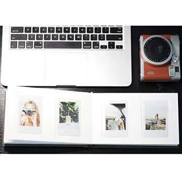 3 Inch Vegan Leather Hardcover Mini Photo Album with Writing Space 52 Pockets Compatible with Fujifilm Instax Mini 11 9 8 7s 90 70, Wedding Mini Photo Album (Cream)