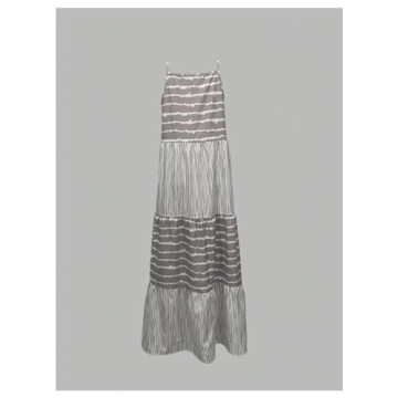 SOLY HUX Women's Summer Striped Cami Dress Ruffle Hem Spaghetti Strap Long Dresses Multicoloured Striped Small