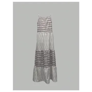 SOLY HUX Women's Summer Striped Cami Dress Ruffle Hem Spaghetti Strap Long Dresses Multicoloured Striped Small