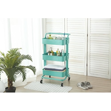 HollyHOME 3-Tier Metal Utility Cart for Easy Storage