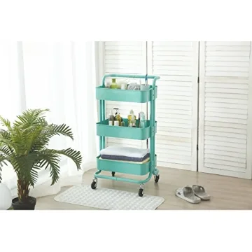 HollyHOME 3-Tier Metal Utility Cart for Easy Storage