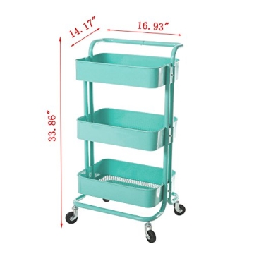 HollyHOME 3-Tier Metal Utility Cart for Easy Storage