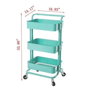 HollyHOME 3-Tier Metal Utility Cart for Easy Storage