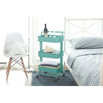 HollyHOME 3-Tier Metal Utility Cart for Easy Storage