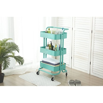 HollyHOME 3-Tier Metal Utility Cart for Easy Storage