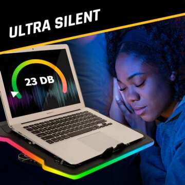 KLIM Ultimate - RGB Laptop Cooling Pad with LED Rim - New 2024 - Gaming Laptop Cooler - USB Powered Fan - Very Stable and Silent Laptop Stand - Compatible up to 17" - PC Mac PS5 PS4 Xbox One
