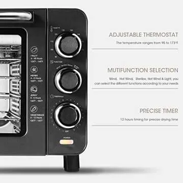 Food Dehydrator Machine, LoyoLa Electric Dehydrator Faster Drying for Beef Jerky,Fruit, Dog Treats, Herbs, Vegetable, Dried Snacks with 4 Stainless Steel Trays and Time & Temperature Control