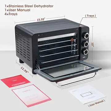 Food Dehydrator Machine, LoyoLa Electric Dehydrator Faster Drying for Beef Jerky,Fruit, Dog Treats, Herbs, Vegetable, Dried Snacks with 4 Stainless Steel Trays and Time & Temperature Control