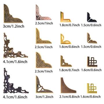 SnowTing 60 PCS Vintage Metal Book Corner Protector Guard Edge Cover Iron Bronze Gold Furniture Deco...
