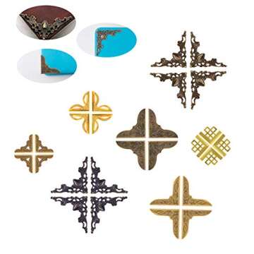 SnowTing 60 PCS Vintage Metal Book Corner Protector Guard Edge Cover Iron Bronze Gold Furniture Decorative Covers for Scrapbooks Books Diary Albums Notebooks Menus Stamp Book Jewelry Case Box