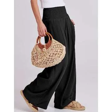 Chic ANRABESS Linen Palazzo Pants for Summer Comfort