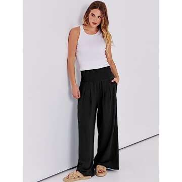 Chic ANRABESS Linen Palazzo Pants for Summer Comfort