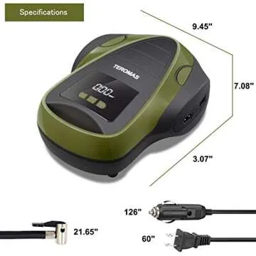 TEROMAS Tire Inflator Portable Air Compressor, Air Pump DC/AC for Car Tires 12V DC and Other Inflatables at Home 110V AC, Digital Electric Tire Pump with Pressure Gauge(Green)