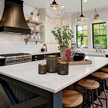 Elegant Lazy Gifts Set of 3 Black and Gold Candle Holders