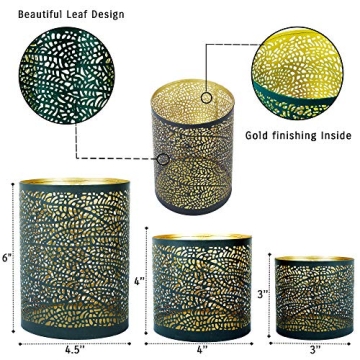 Elegant Lazy Gifts Set of 3 Black and Gold Candle Holders