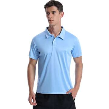Xelky Mens Dry Fit Polo Shirts Golf Short Sleeve Moisture Wicking Athletic Casual Collared Top Shirt...