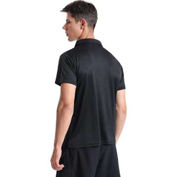 Xelky Mens Dry Fit Polo Shirts Golf Short Sleeve Moisture Wicking Athletic Casual Collared Top Shirt with Buttons 4 Packs Black/Gray/Army Green/Blue L