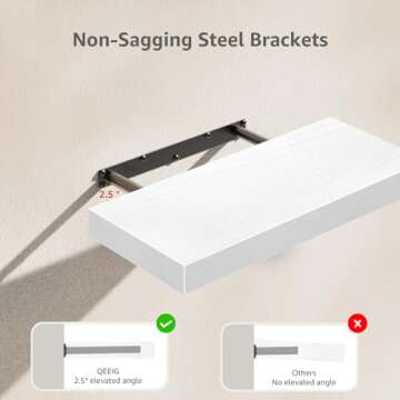 QEEIG White Bathroom Floating Shelves for Wall Shelf Over Toilet Wall Mounted Farmhouse Small 16 inch Set of 2 (008-40W)