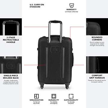 OGIO ALPHA Convoy 4-Wheel Spinner Carry-on Travel Bag, US Domestic Carry-On, Black, ‎22 x 14 x 10-Inch