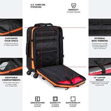 OGIO ALPHA Convoy 4-Wheel Spinner Carry-on Travel Bag, US Domestic Carry-On, Black, ‎22 x 14 x 10-Inch