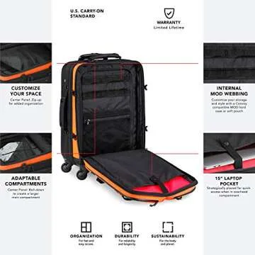 OGIO ALPHA Convoy 4-Wheel Spinner Carry-on Travel Bag, US Domestic Carry-On, Black, ‎22 x 14 x 10-Inch