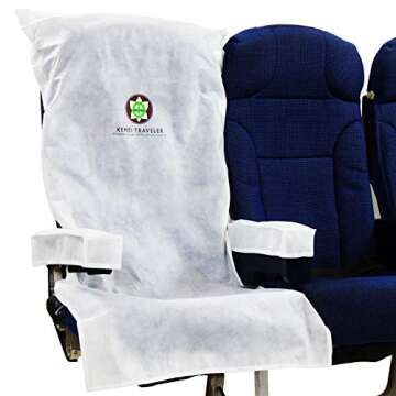 Kehei Traveler Eco-Friendly Protective Airplane Seat Cover Disposable or Reusable - with Arm Rest an...