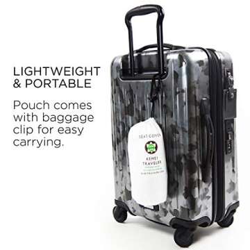 Kehei Traveler Eco-Friendly Protective Airplane Seat Cover Disposable or Reusable - with Arm Rest and Tray Table Covers & Pouch - Fit Most Train, Bus, Ride-Share Car, Other Public Seating, White