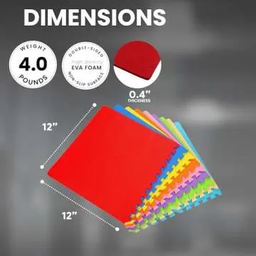 BalanceFrom 0.4 Inch Thick Large Non Slip Interlocking EVA Foam Puzzle Home Floor Play Mat Set w/ Edges & 36 Tiles in 9 Colors, Covers 36 Square Feet