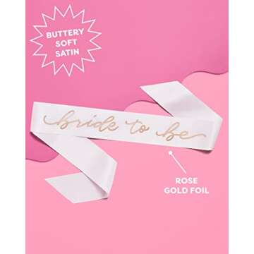 xo, Fetti Bride to Be Sash | Bachelorette Party Decorations White + Rose Gold, Bridal Shower Gift, Bridesmaid Favors