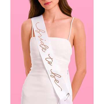 xo, Fetti Bride to Be Sash | Bachelorette Party Decorations White + Rose Gold, Bridal Shower Gift, Bridesmaid Favors