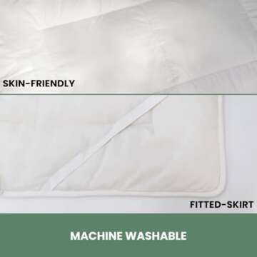 OrganicTextiles 100% Natural Australian Wool Mattress Pad with Organic Cotton Cover (King Size), Moisture Wicking, Luxurious Soft Feel, Baffle Box Stitching, Temperature Regulation, Machine Washable