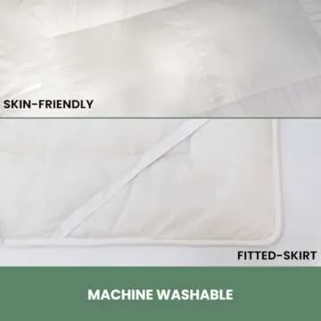 OrganicTextiles 100% Natural Australian Wool Mattress Pad with Organic Cotton Cover (King Size), Moisture Wicking, Luxurious Soft Feel, Baffle Box Stitching, Temperature Regulation, Machine Washable