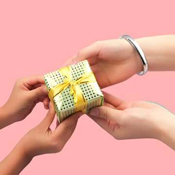 MILAKOO Womens Stainless Steel Brecelet 8MM Plain Polished Finish Silver Color Oval Bangle 7.1"