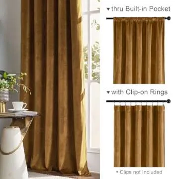 Lazzzy Velvet Blackout Curtains Brown Thermal Insulated Curtains 84 Room Darkening Window Drapes Super Soft Luxury Curtains for Living Room Bedroom Rod Pocket 2 Panels 84 Inch Long Gold Brown