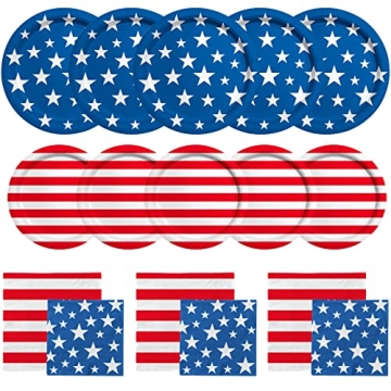 American Flag Patriotic Party Supplies Disposable dinner paper plates dessert paper plates Napkins a...