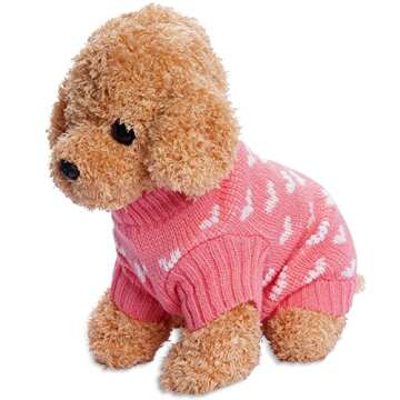 Dxhycc Dog Knitted Sweater Dog Heart Sweater Puppy Sweater Warm Soft Pet Holiday Clothes for Medium Cats and Dogs (Pink, M)