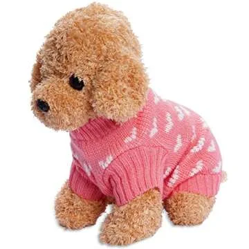 Dxhycc Dog Knitted Sweater Dog Heart Sweater Puppy Sweater Warm Soft Pet Holiday Clothes for Medium Cats and Dogs (Pink, M)