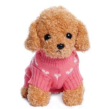 Dxhycc Dog Knitted Sweater Dog Heart Sweater Puppy Sweater Warm Soft Pet Holiday Clothes for Medium Cats and Dogs (Pink, M)