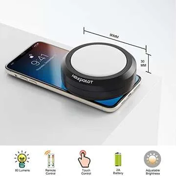 HOLKPOILOT Puck Lights with Remote Control for Under Cabinet and Closet - LED Battery Operated Stick...