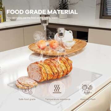 LIVESGOODS 13.8 x 9.8in Acrylic Cutting Board, 3mm Transparent Anti-Slip Clear Cutting Boards for Ki...