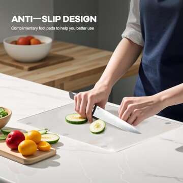 LIVESGOODS 13.8 x 9.8in Acrylic Cutting Board, 3mm Transparent Anti-Slip Clear Cutting Boards for Kitchen Counter, Thickened 3mm Counter Cutting Boards for Kitchen Essential Tools of Home, Apartment