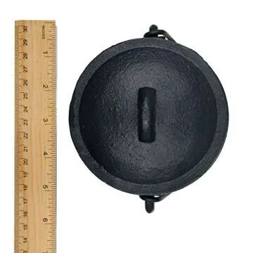 Alternative Imagination Cast Iron Cauldron with Lid and Handles. Perfect for Incense, Rituals, Home Decor, and More - 4.25 Inches Diameter
