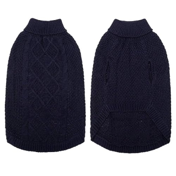 Mihachi Turtleneck Dog Sweater - Winter Coat Apparel Classic Cable Knit Clothes with Leash Hole for Cold Weather, Ideal Gift for Pet in New Year Medium